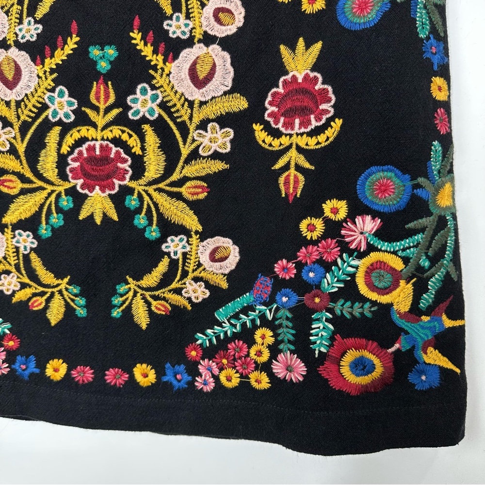 Umgee Multi-Color Floral Embroidered High Waist Cotton Blend Mini Skirt Sz S - Picture 6 of 11